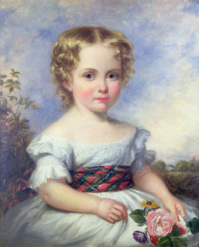 Portrait of a Young Girl with a Tartan Sash by Margaret Sarah Carpenter